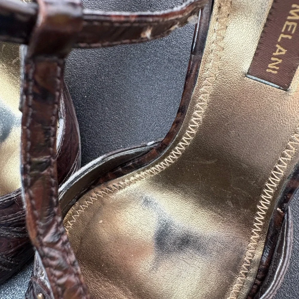 ANTONIO MELANI Brown Heels with Gold Accents - Picture 9 of 13